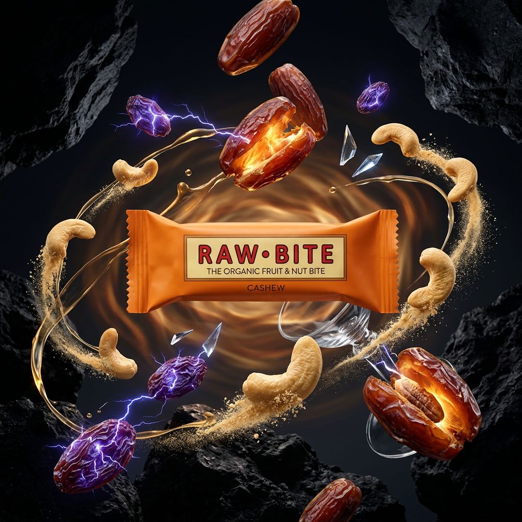 Rawbite Organic Fruit & Nut Cashew, barre bio cajou-dattes danoise 47g, disponible sur My American Shop