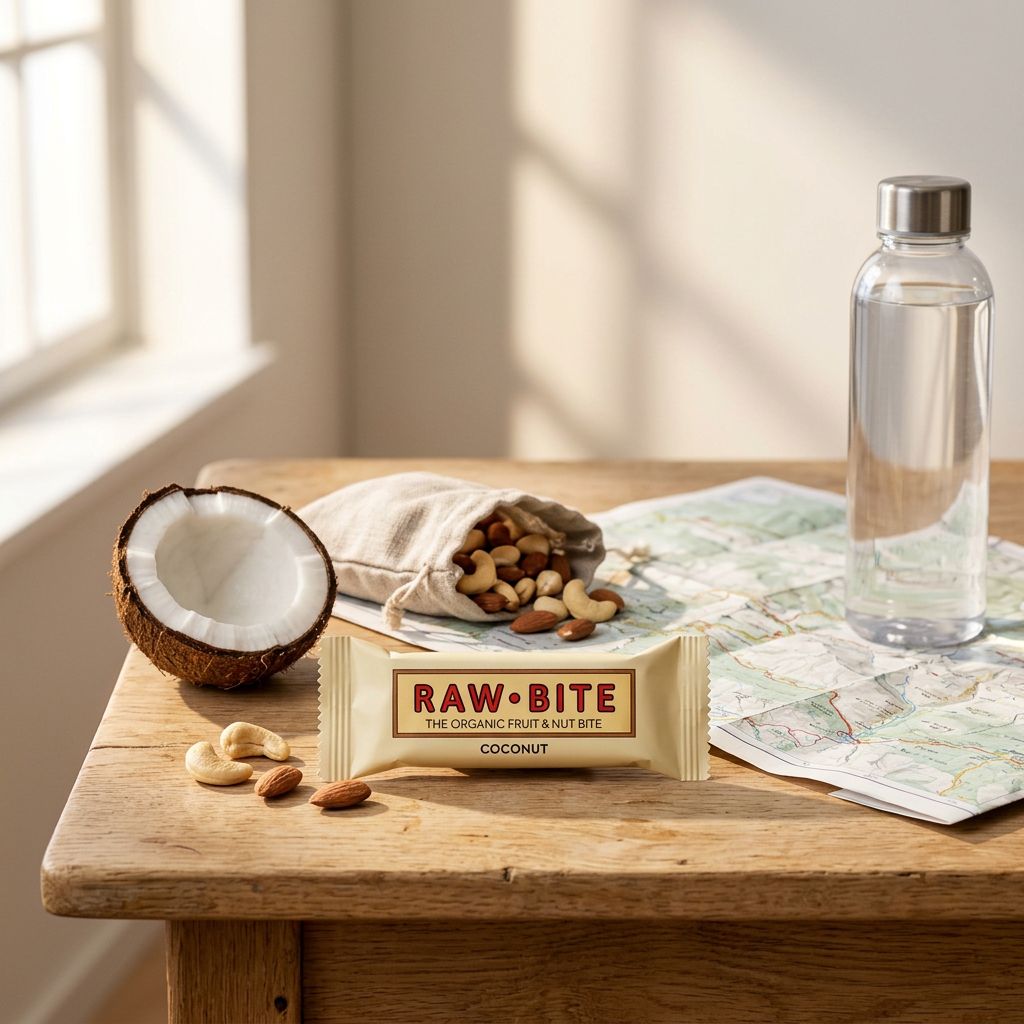 Rawbite Organic Fruit & Nut Coconut, barre bio noix cajou amandes coco, marque scandinave, disponible sur My American Shop