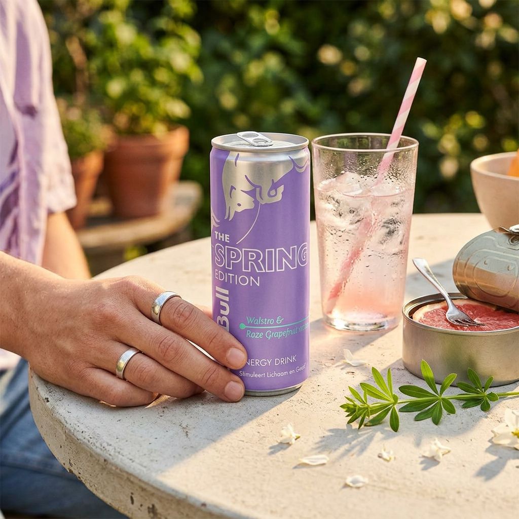 <tc>Red Bull</tc> Energiedrankje voorjaarseditie Woodruff &  Roze grapefruit