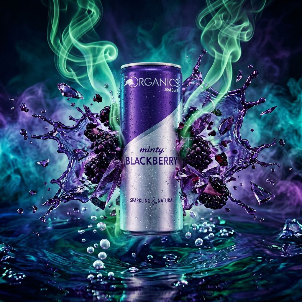 Red Bull Organics Minty Blackberry, soda bio mûre et menthe en canette, disponible sur My American Shop