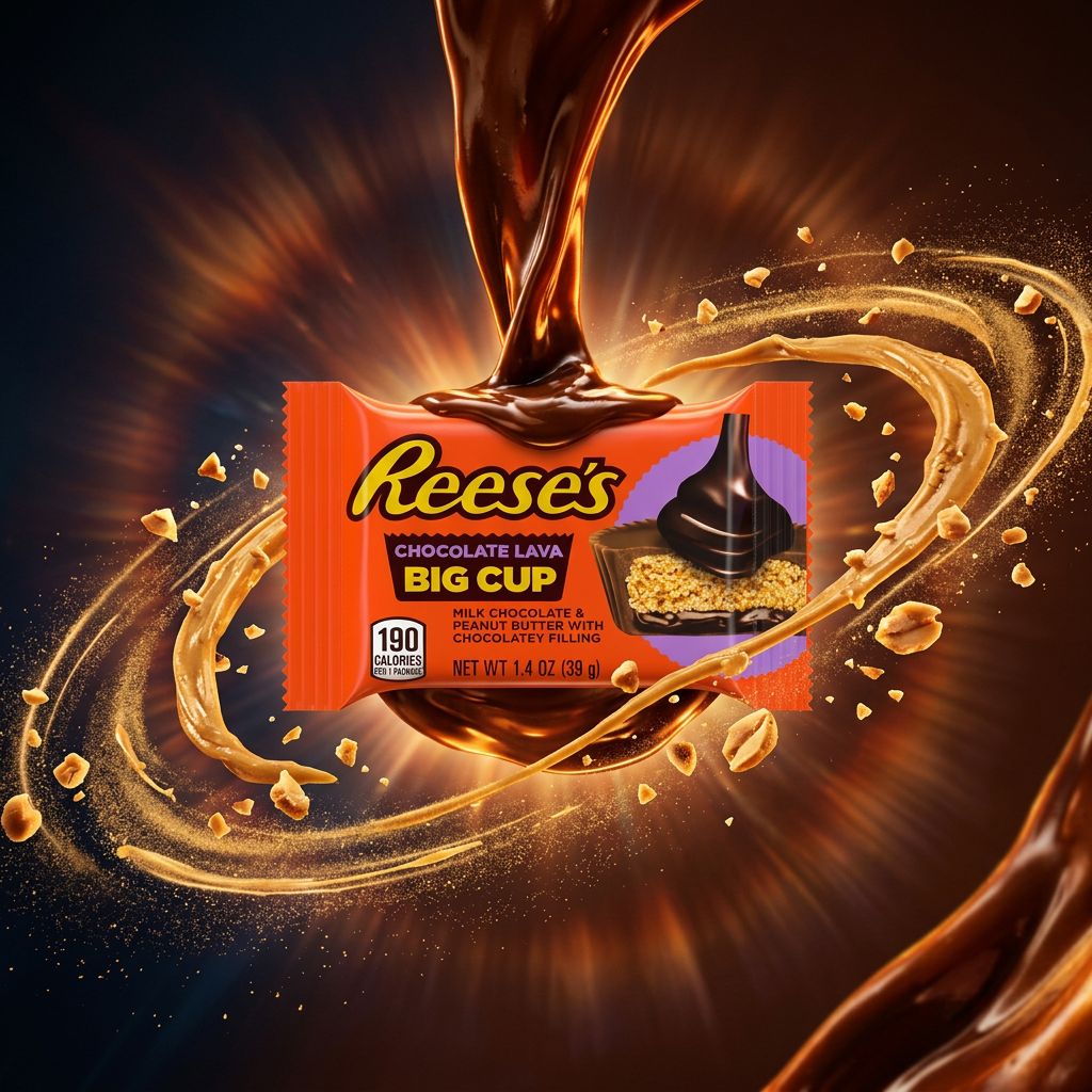 Reese's Big Cup Chocolate Lava, chocolat au lait fourré beurre de cacahuète et coeur fondant, importé des USA, disponible sur My American Shop