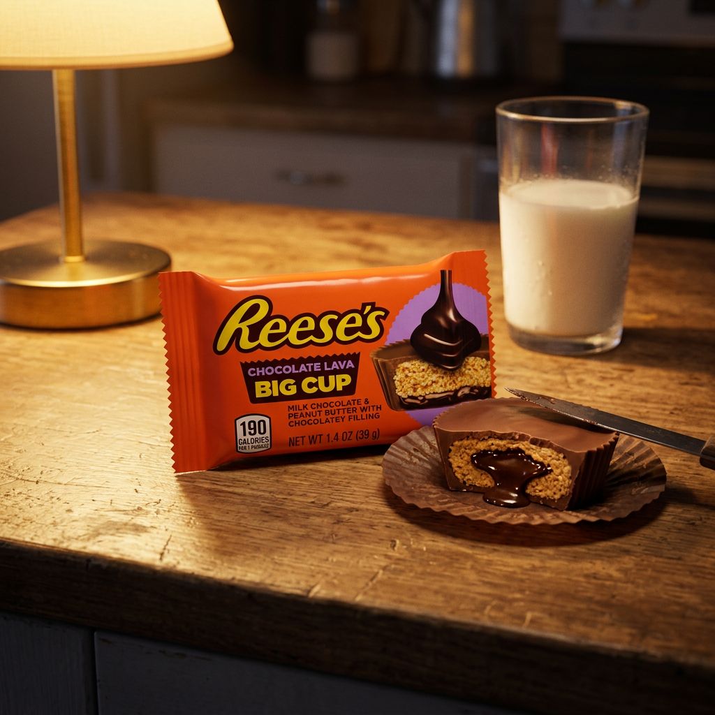 Reese's Big Cup Chocolate Lava, chocolat au lait fourré beurre de cacahuète et coeur fondant, importé des USA, disponible sur My American Shop