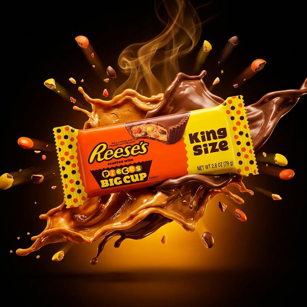 Reese's Big Cup Stuffed With Pieces, format maxi fourré beurre de cacahuète, bonbons croquants, importé des USA, disponible sur My American Shop