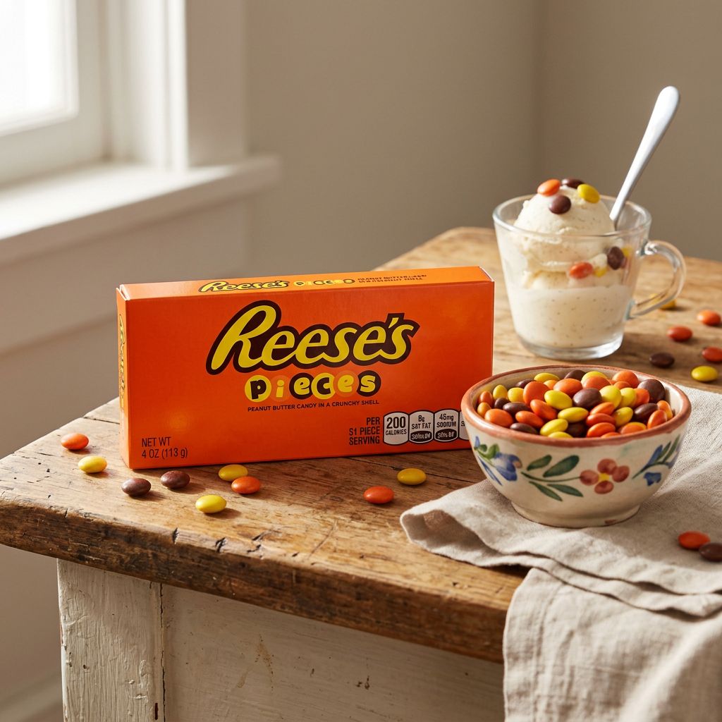 Reese's Pieces Peanut Butter coque croquante, bonbons américains en boîte, disponible sur My American Shop