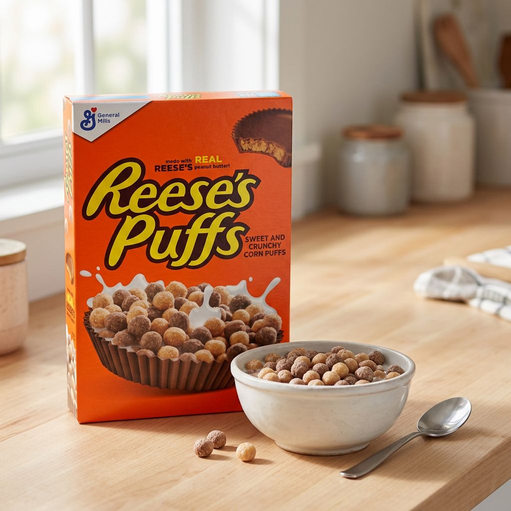 Reese's Puffs céréales beurre de cacahuète et cacao, boîte américaine General Mills, disponible sur My American Shop