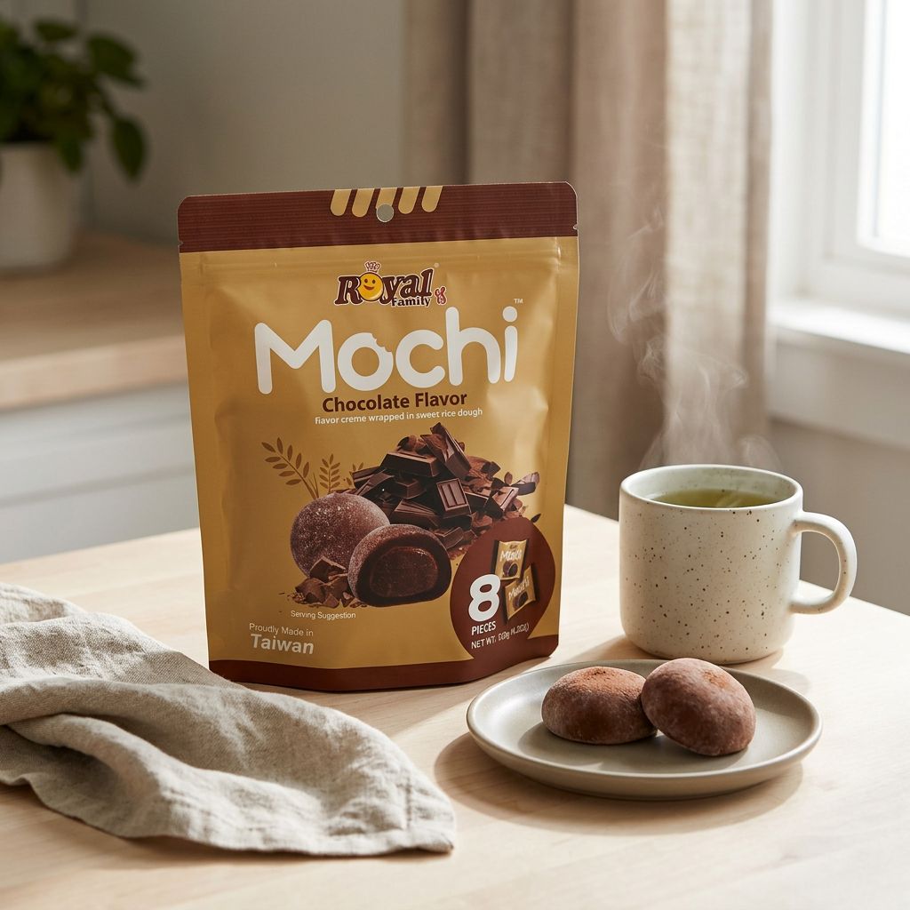 Royal Family Mochi Small Chocolat, bouchées japonaises taïwanaises au chocolat crémeux, disponible sur My American Shop