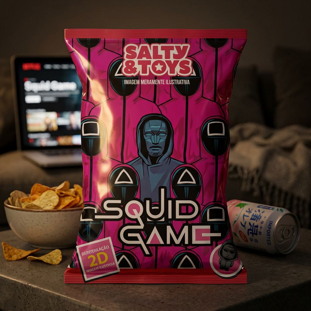 Salty & Toys Squid Game Chips pommes de terre salées, édition collector, disponible sur My American Shop