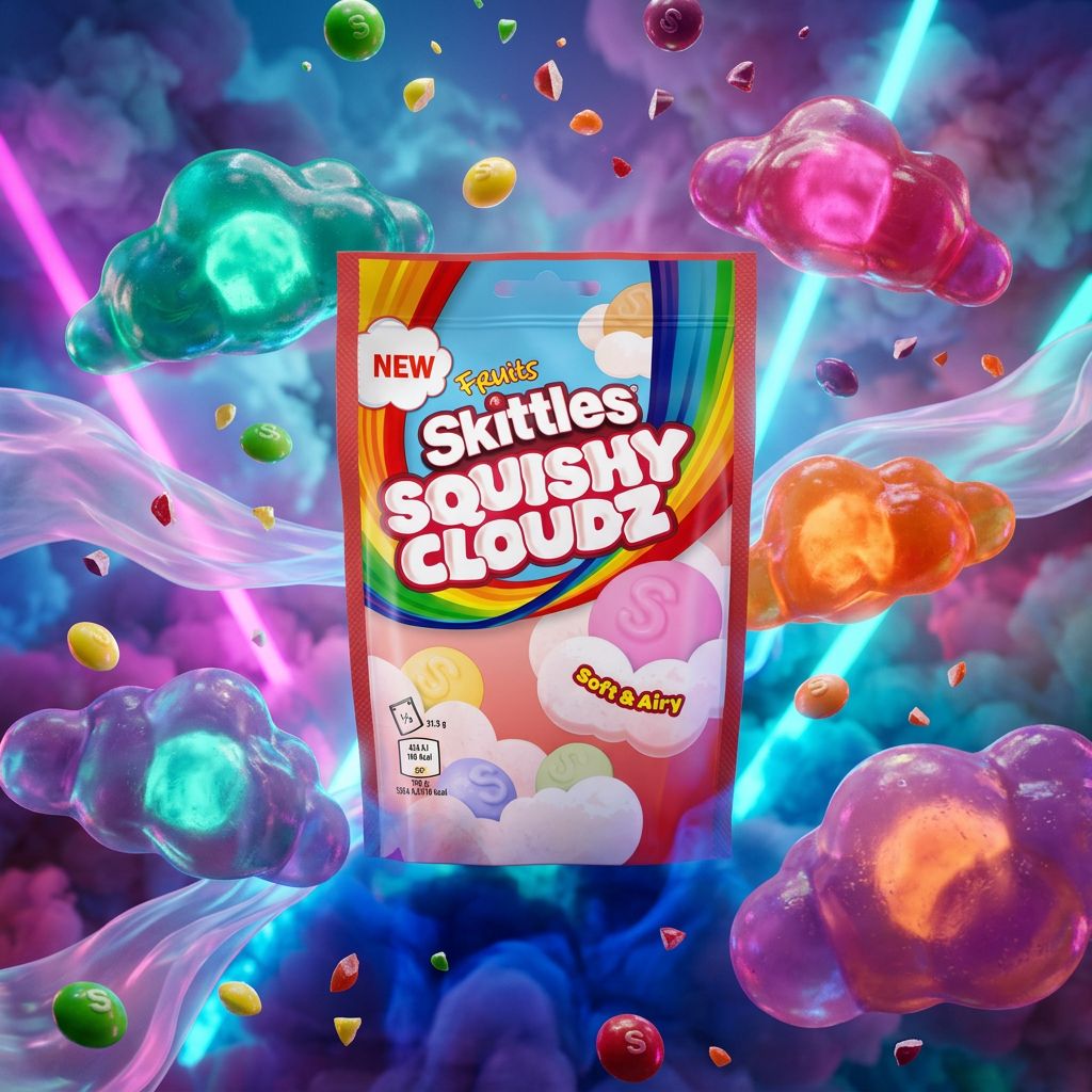 Skittles Squishy Cloudz, bonbons moelleux fruités format nuage, importés des USA, disponible sur My American Shop
