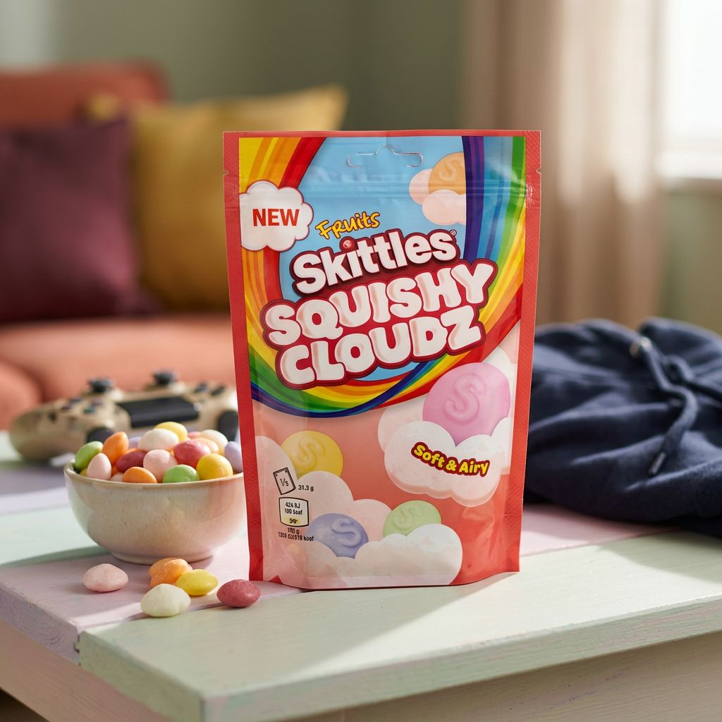 Skittles Squishy Cloudz, bonbons moelleux fruités format nuage, importés des USA, disponible sur My American Shop