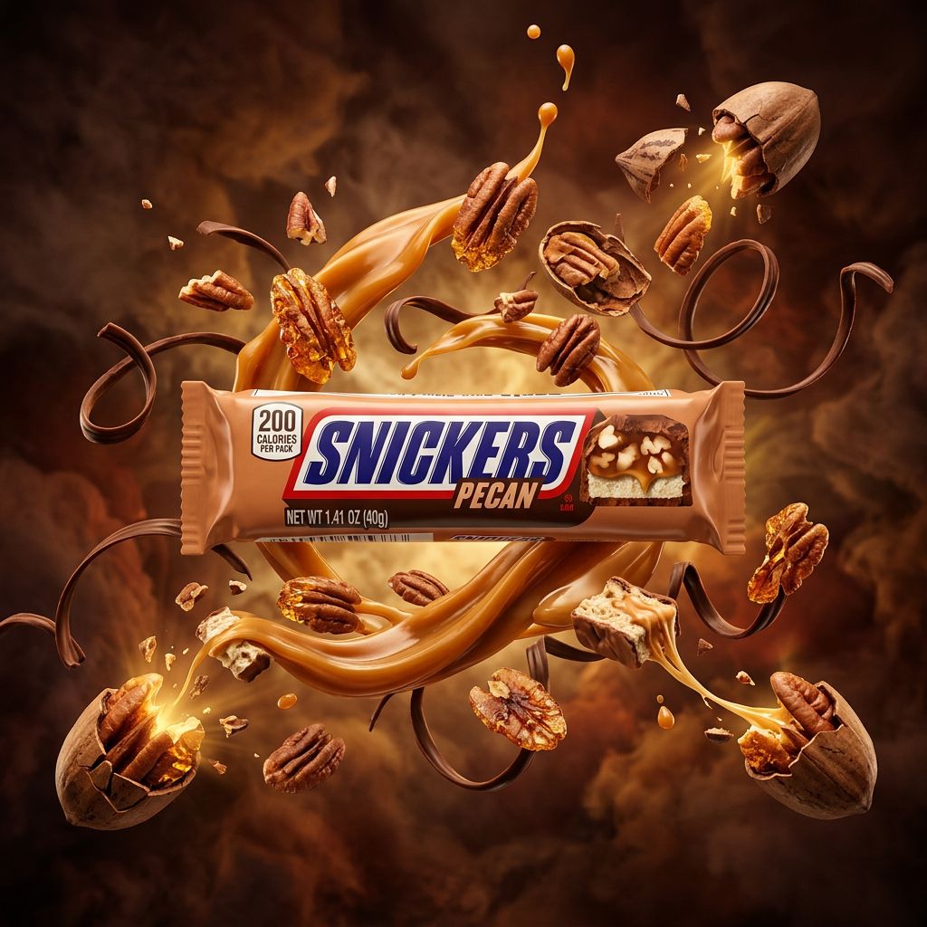 Snickers Pecan, barre chocolatée américaine aux noix de pécan, caramel et nougat, importée des USA, disponible sur My American Shop