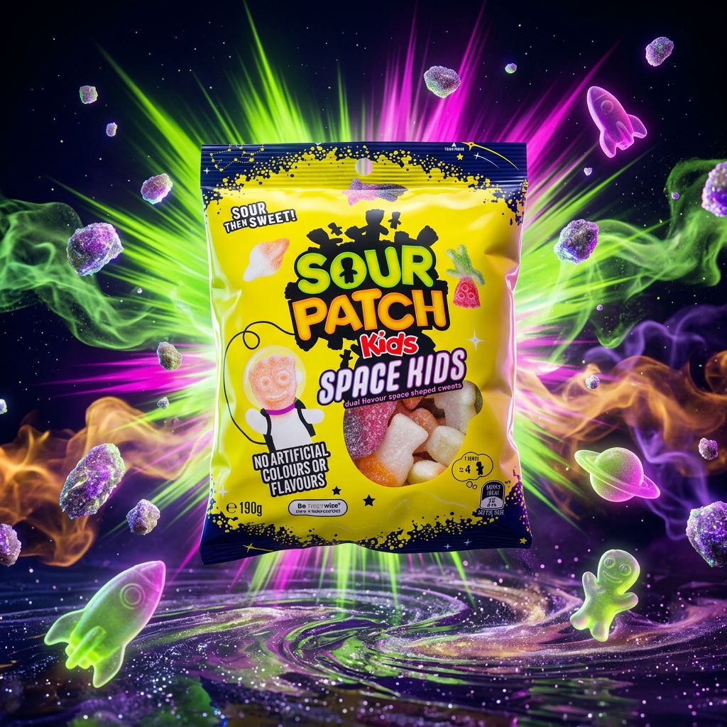 Sour Patch Kids Space Kids Big, bonbons américains acidulés format géant, disponible sur My American Shop