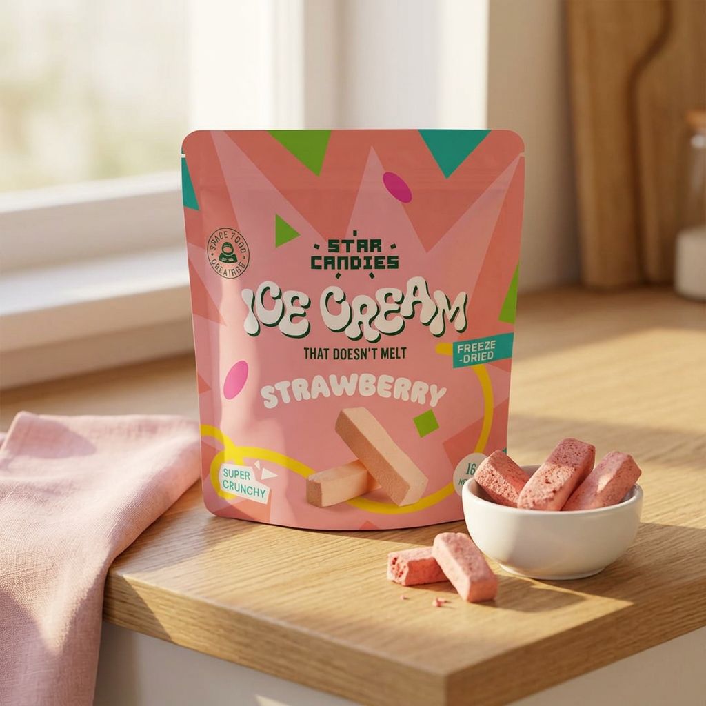 Star Candies Gevriesdroogd IJs Aardbei Klein