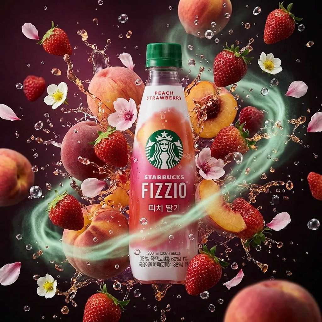 Starbucks Fizzio Peach Strawberry, soda pétillant pêche fraise importé des USA, disponible sur My American Shop
