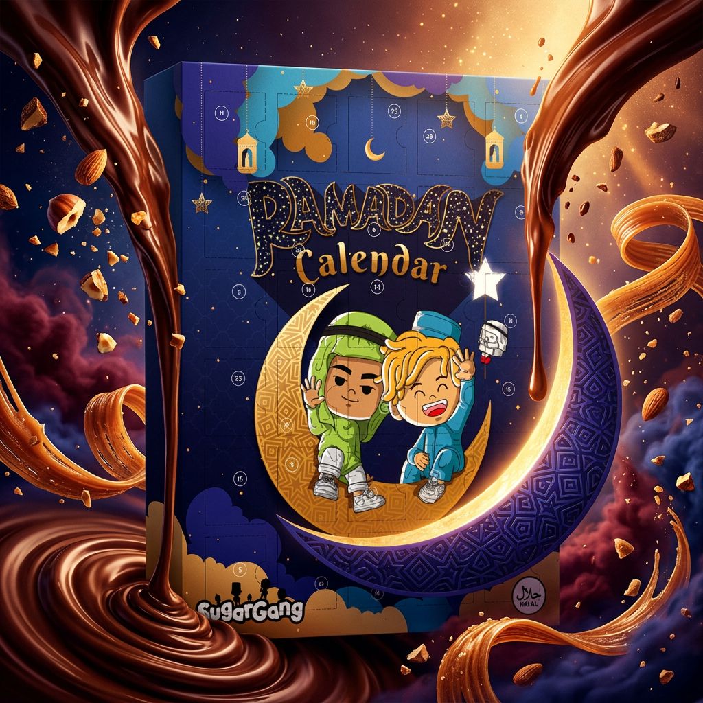 Sugar Gang Ramadan Calendar 30 cases halal, chocolat caramel noisettes amandes, edition limitee, disponible sur My American Shop