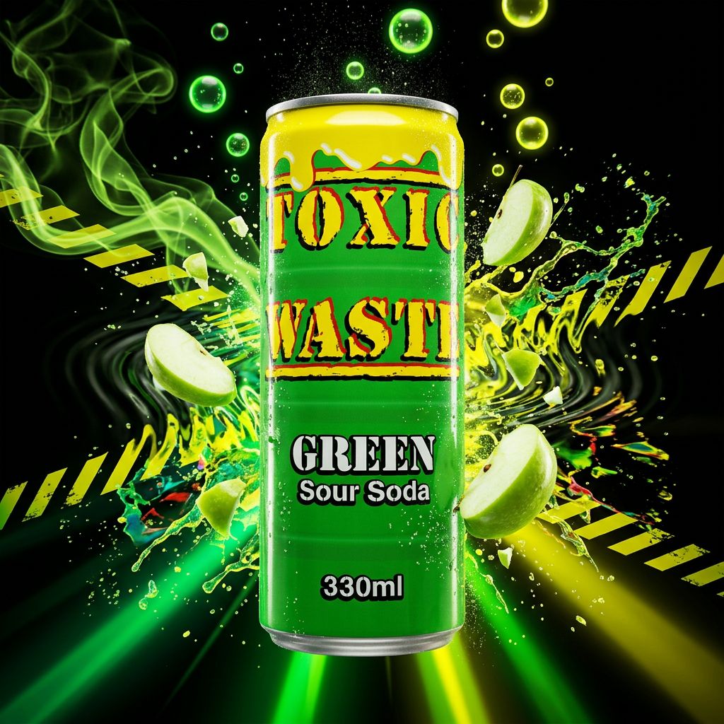 Toxic Waste Green Soda pomme verte ultra-acide, canette importée des États-Unis, disponible sur My American Shop