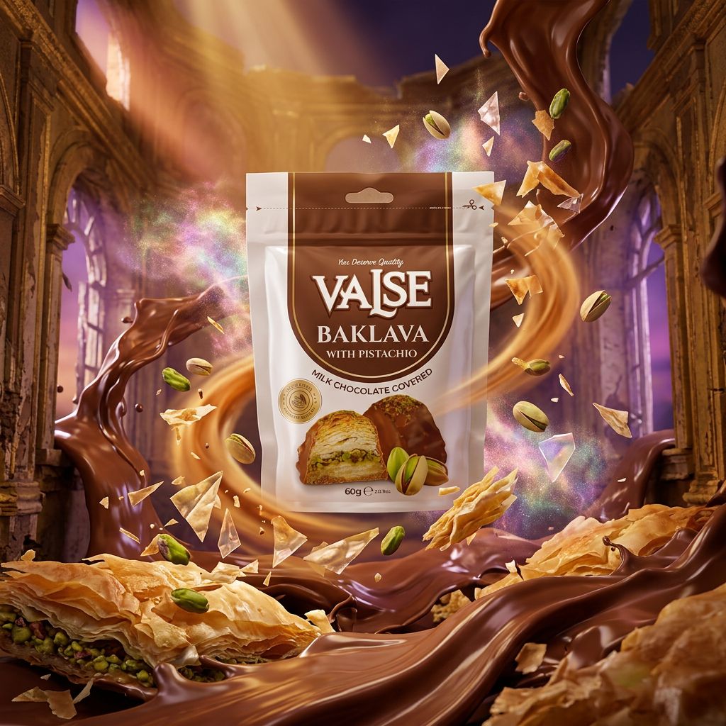 Valse Baklava & Milk Chocolate, tablette turque pistache et chocolat au lait, disponible sur My American Shop