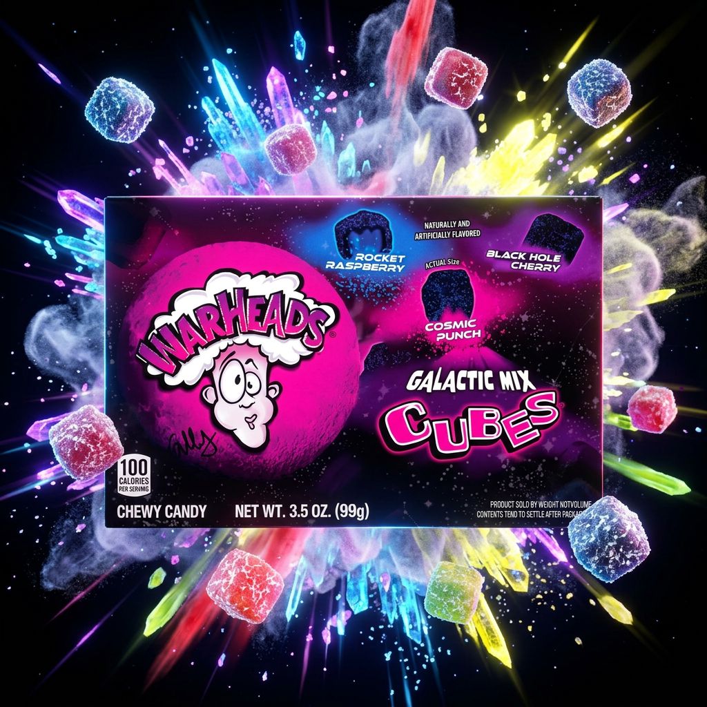 Warheads Galactic Mix Cubes, bonbons acidulés moelleux americains assortis, disponible sur My American Shop