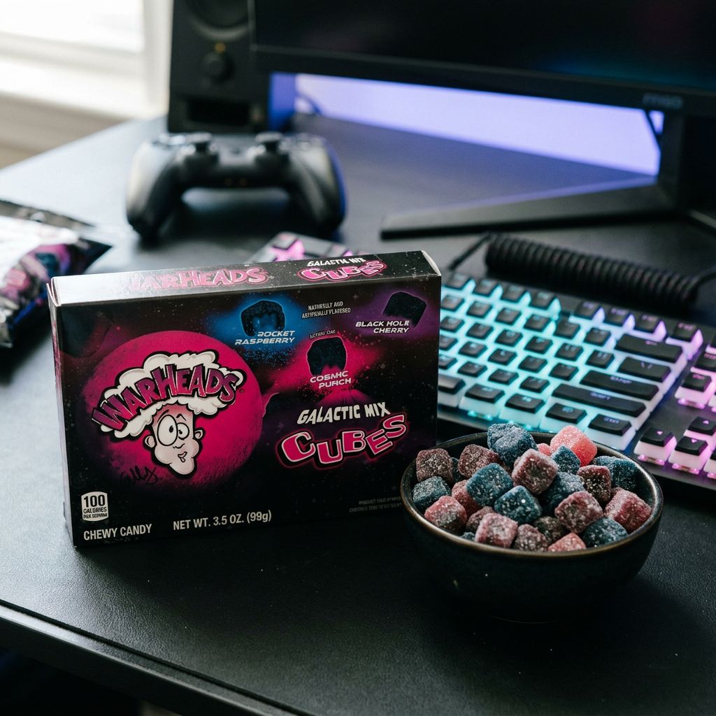 Warheads Galactic Mix Cubes, bonbons acidulés moelleux americains assortis, disponible sur My American Shop