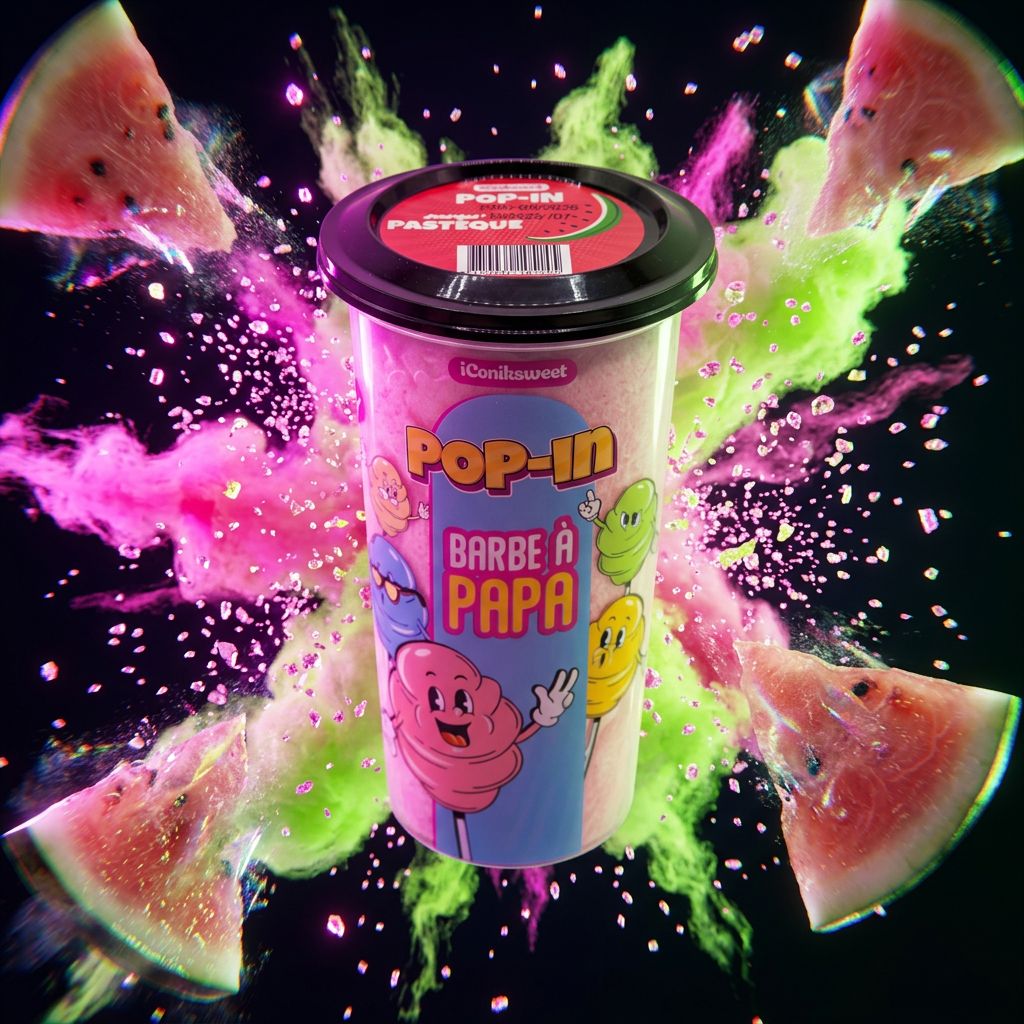 iConiksweet Pop In Cotton Candy Watermelon, barbe à papa pétillante saveur pastèque importée des USA, disponible sur My American Shop
