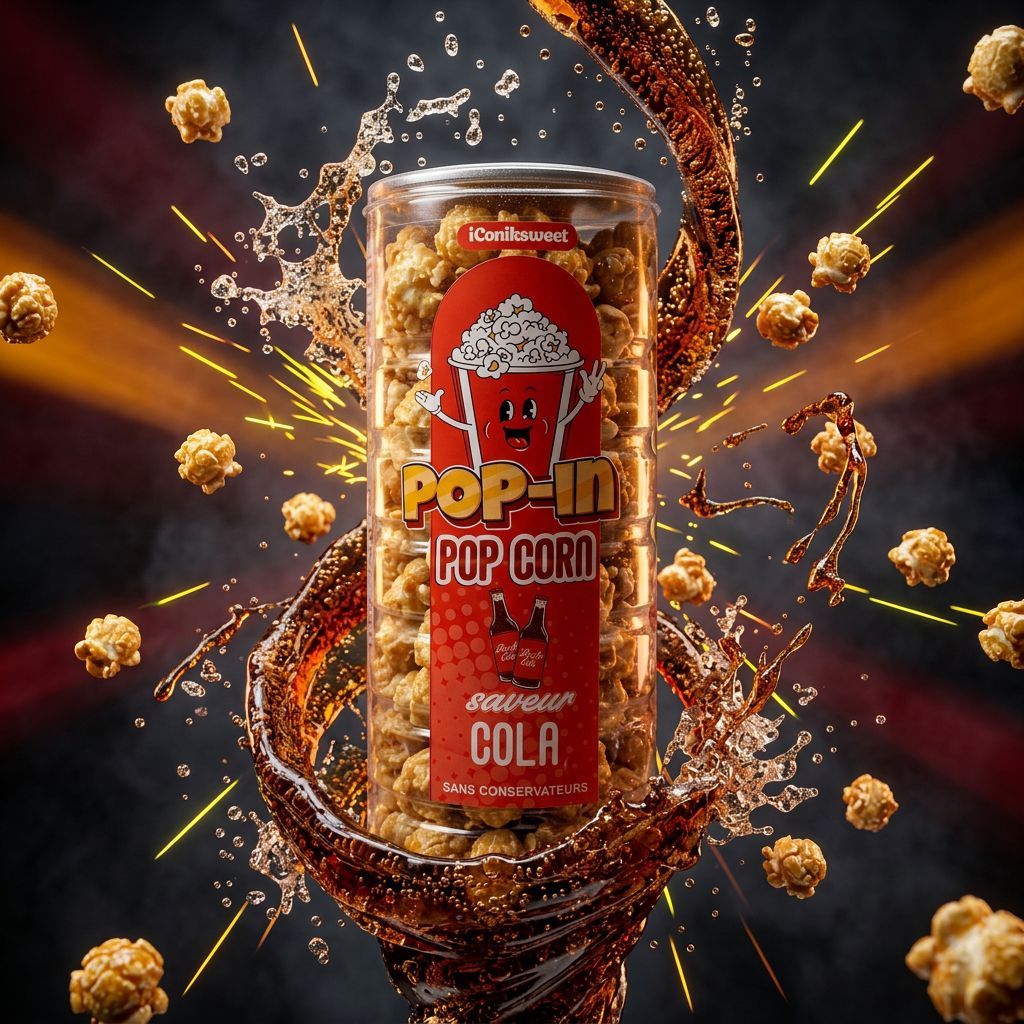 iConiksweet Pop In Pop Corn Cola, popcorn sucré arôme cola, snack américain original, disponible sur My American Shop