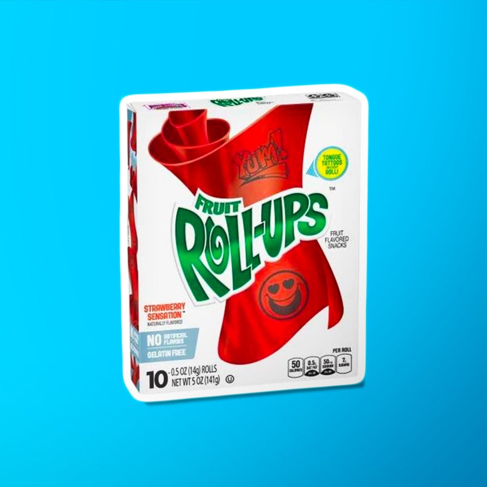 Un paquet blanc sur fond bleu avec un bonbon rouge enroulé sur lui-même