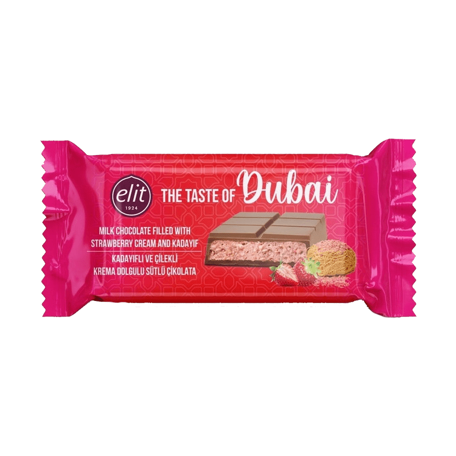 Elit Dubai Milk Chocolate Strawberry Cream & Kadayif - My American Shop