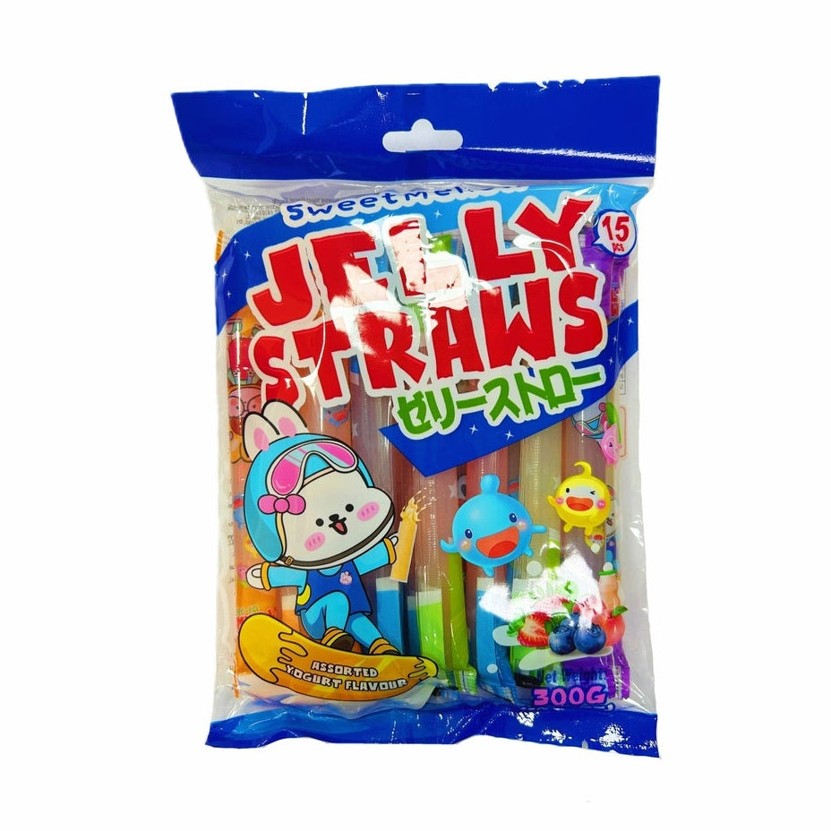 Zoete, zachte jelly-rietjes met yoghurtsmaak