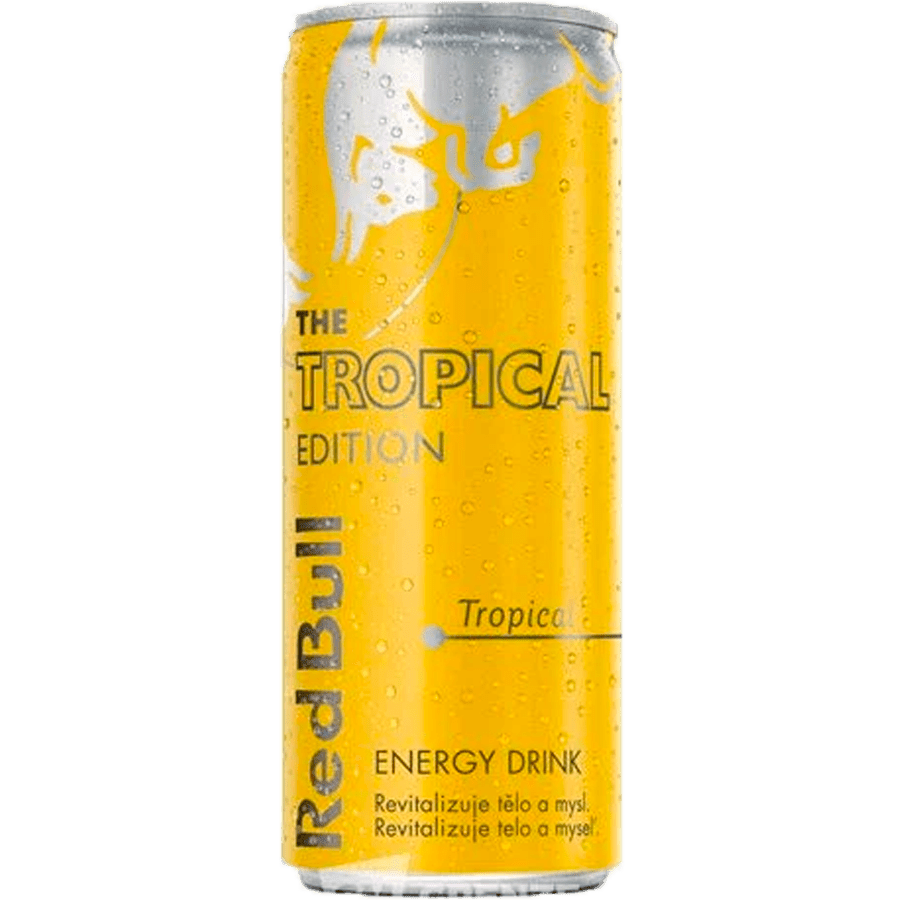 Red Bull Yellow Edition Tropical 250ml : boisson énergisante saveur fruits tropicaux